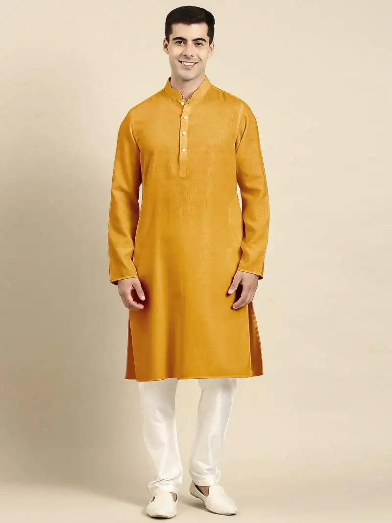 Mustard twill weave cotton kurtas