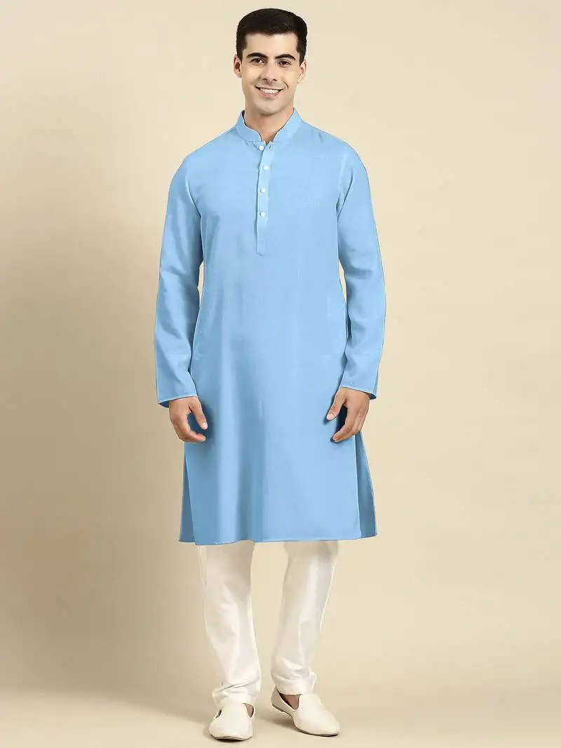 Blue light twill weave cotton kurtas