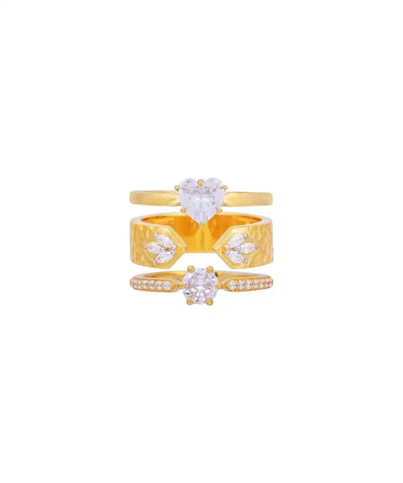 Yellow gold plated heart ring