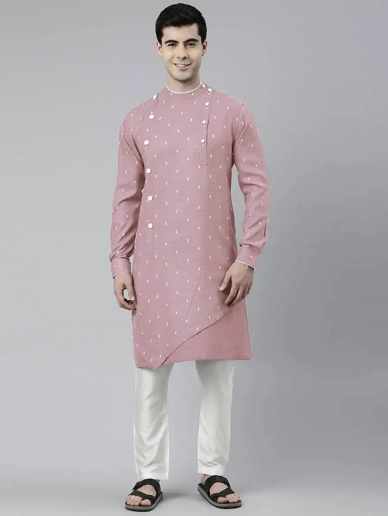 Pink design asymmetrical kurtas