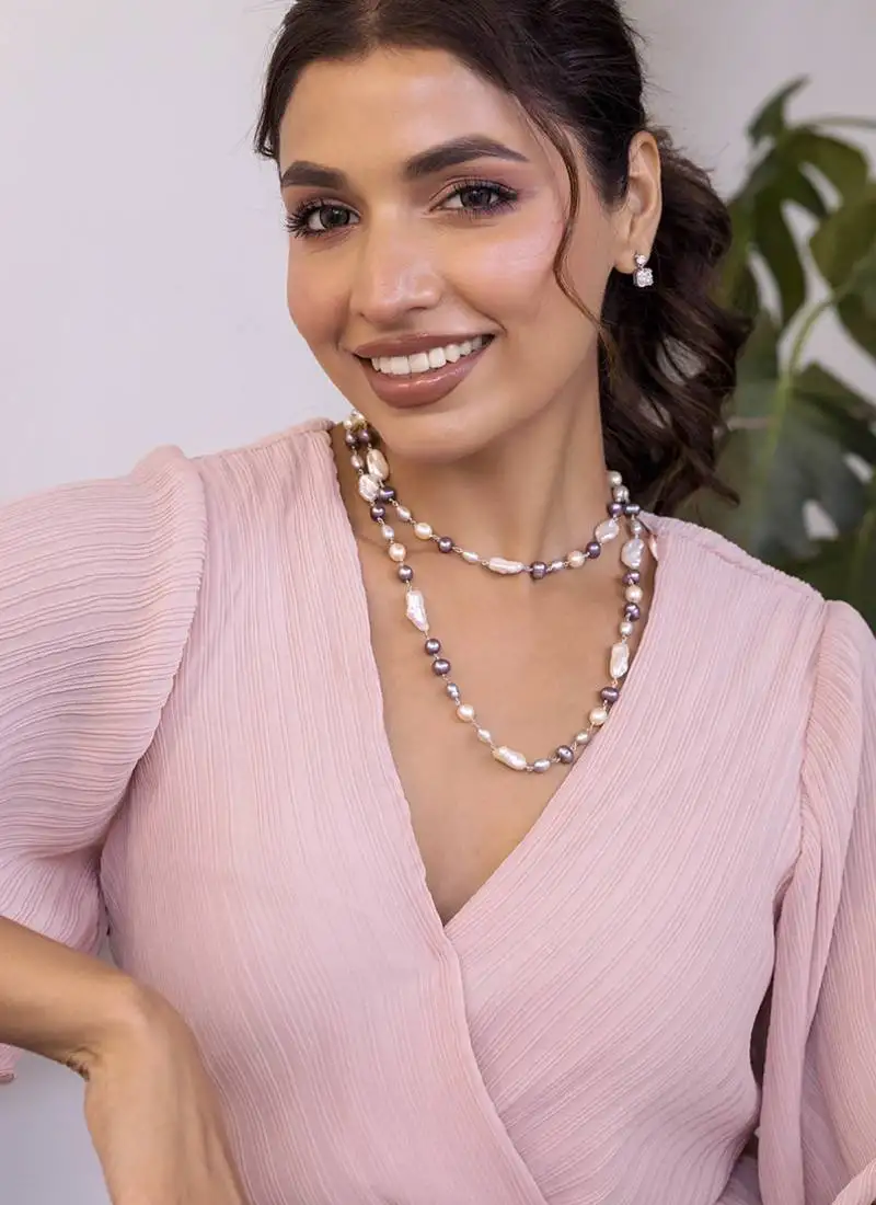 Multicolor sterling silver studded jewellery necklace