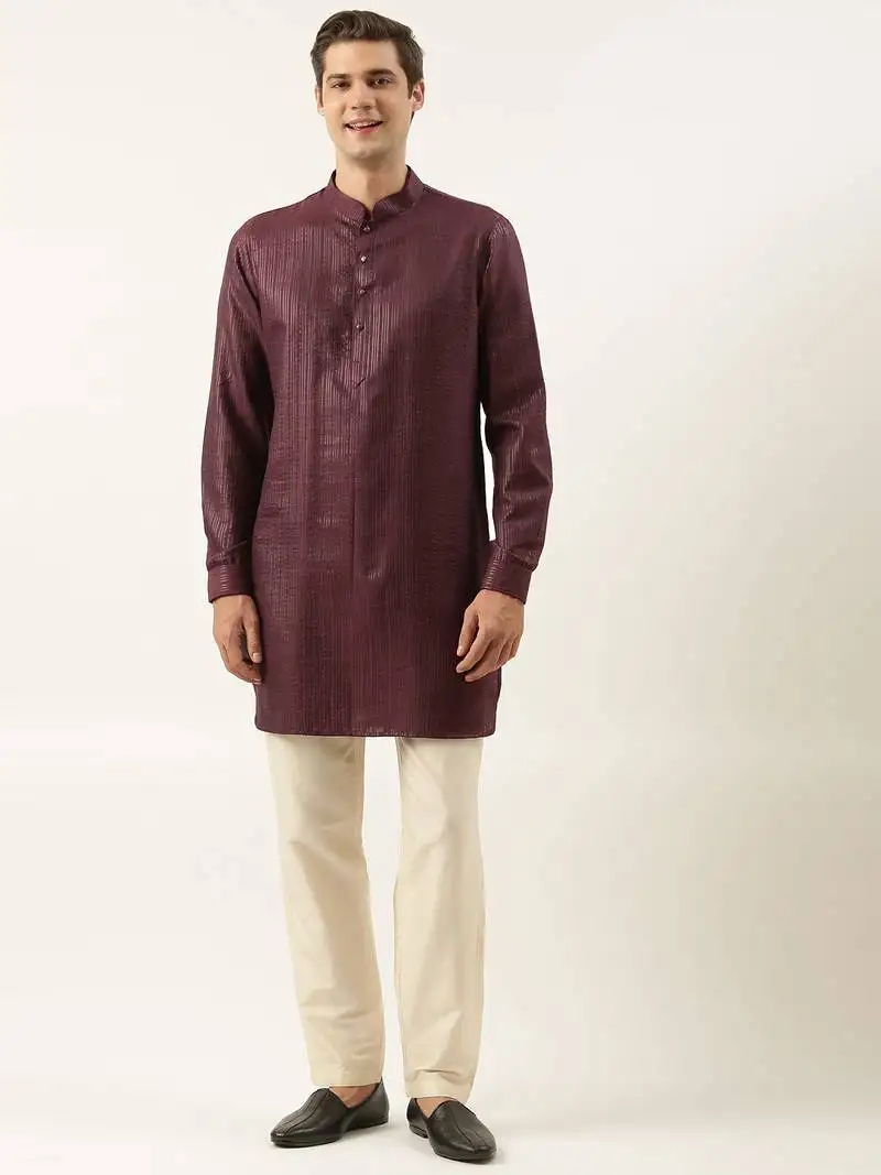 Wine striped kurta