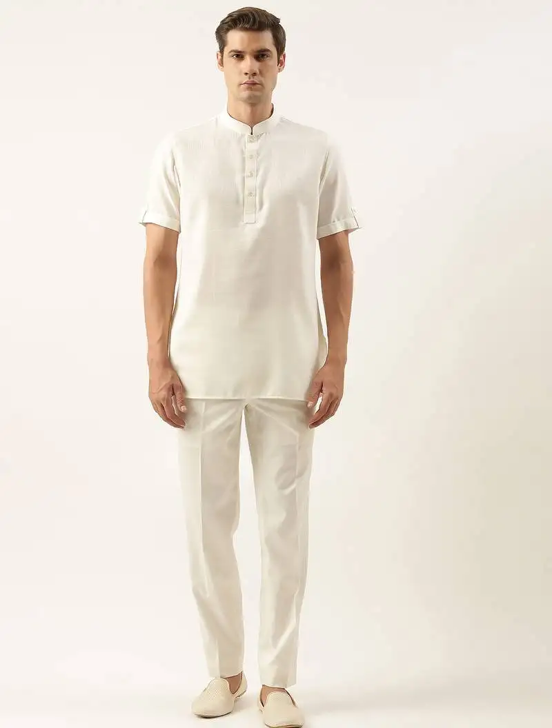 Off white cotton short kurta