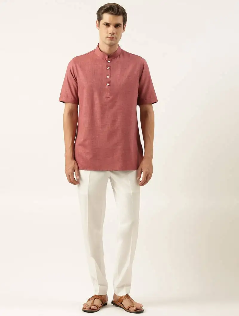 Maroon cotton short kurta