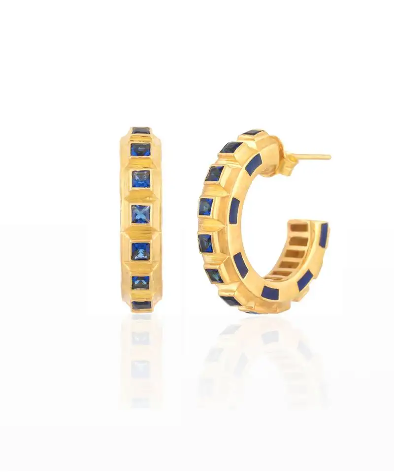 Blue gold plated hoops
