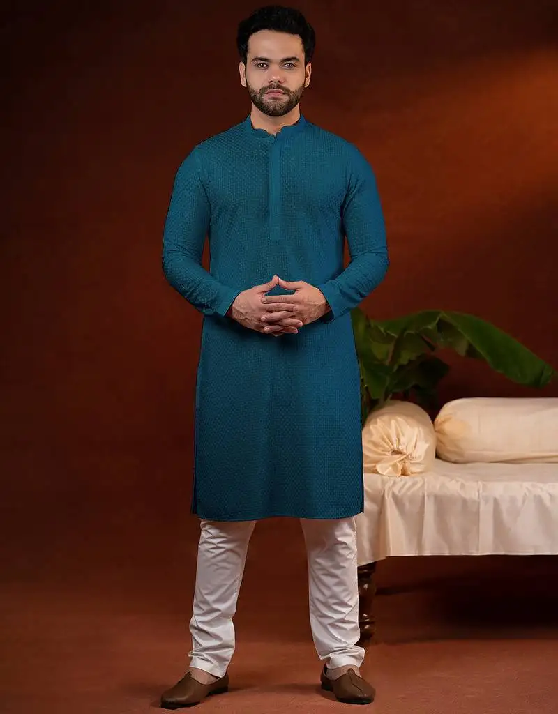Teal chikankari kurtas