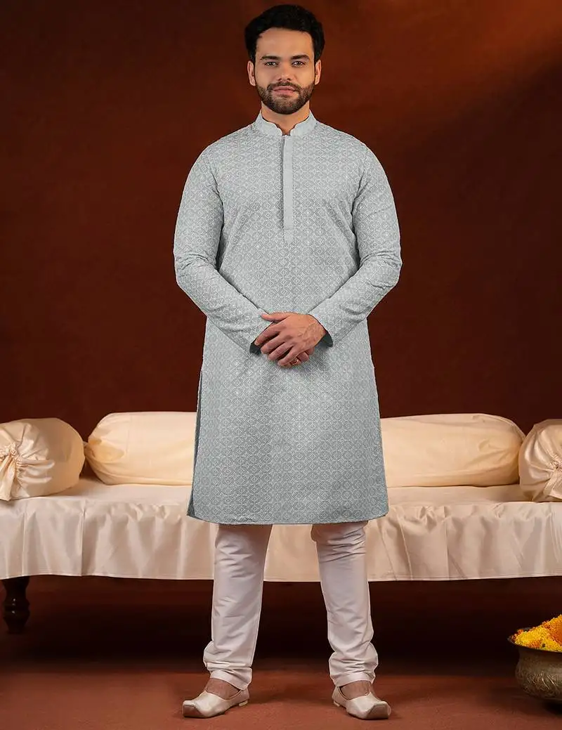 Grey chikankari kurtas