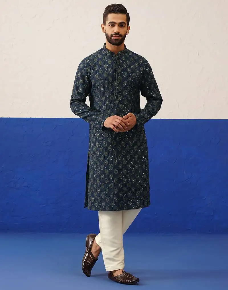 Blue embroidered kurtas