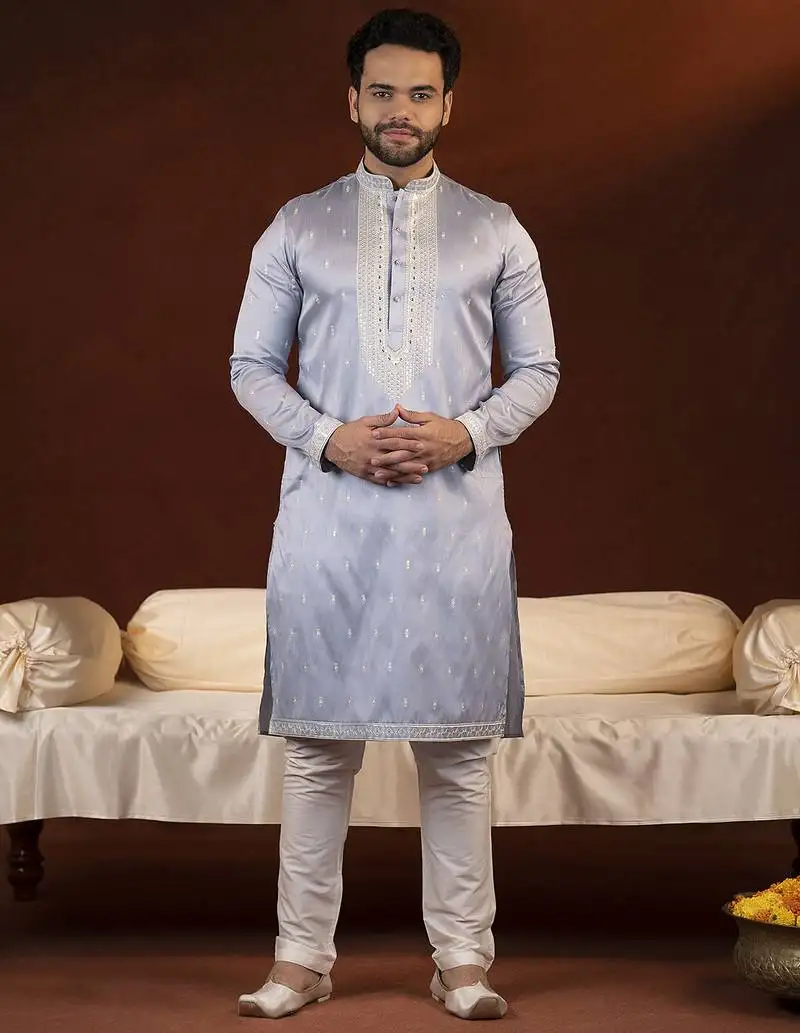 Powder blue embroidery kurtas