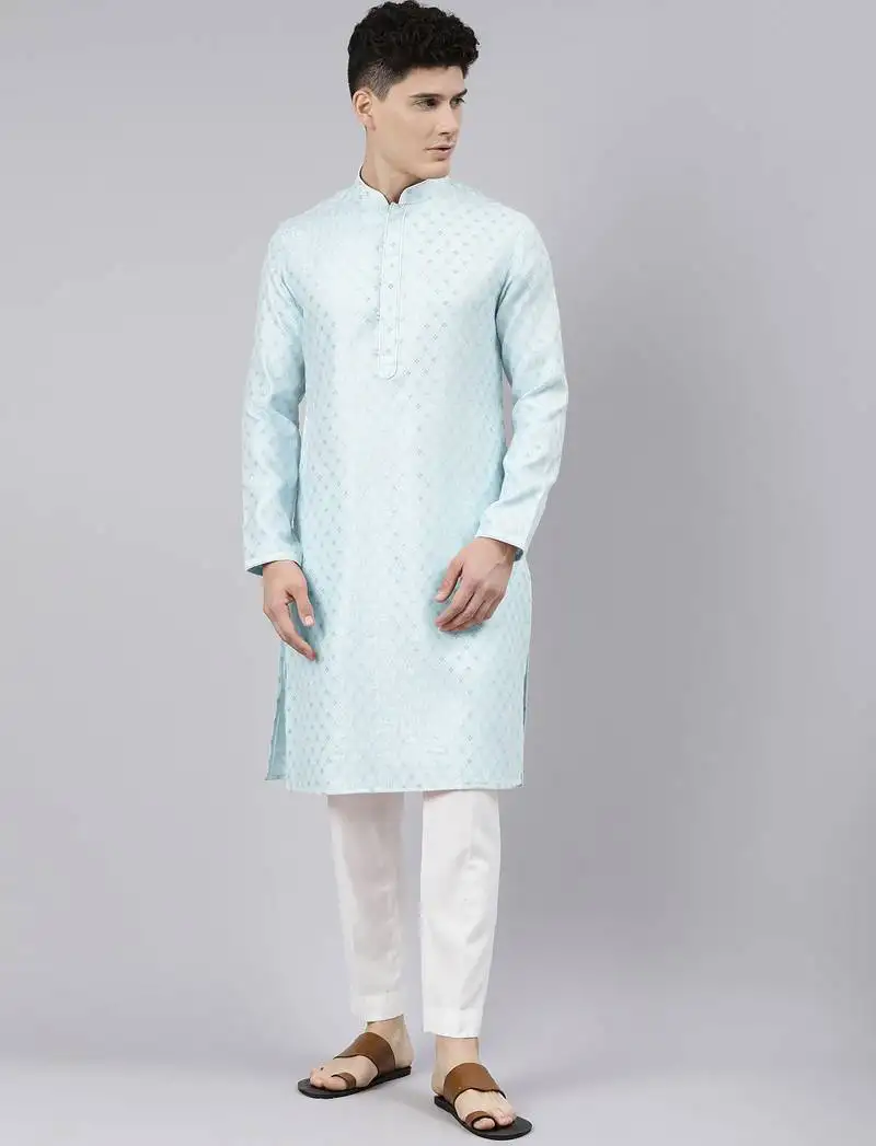 Sky blue chanderi kurtas