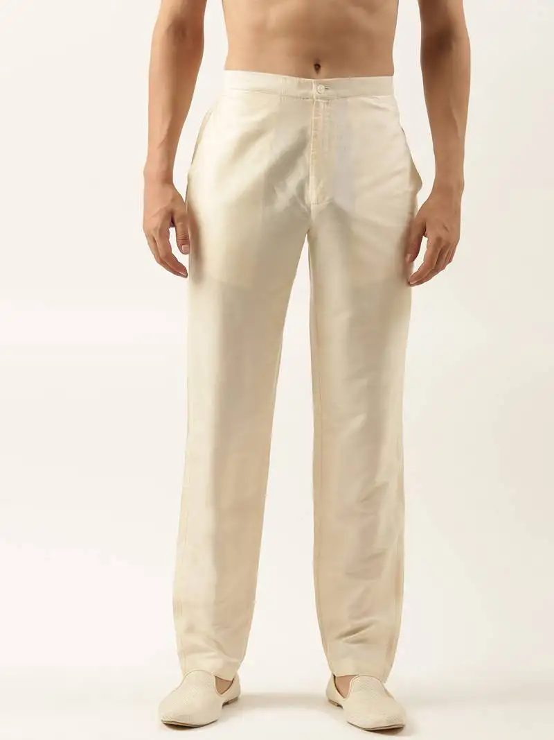 Light beige cotton silk pant pajama
