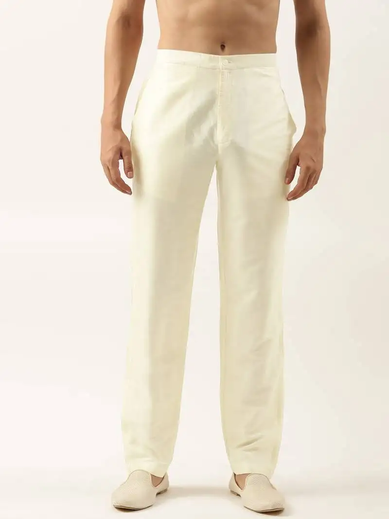 Cream cotton silk pant pajama