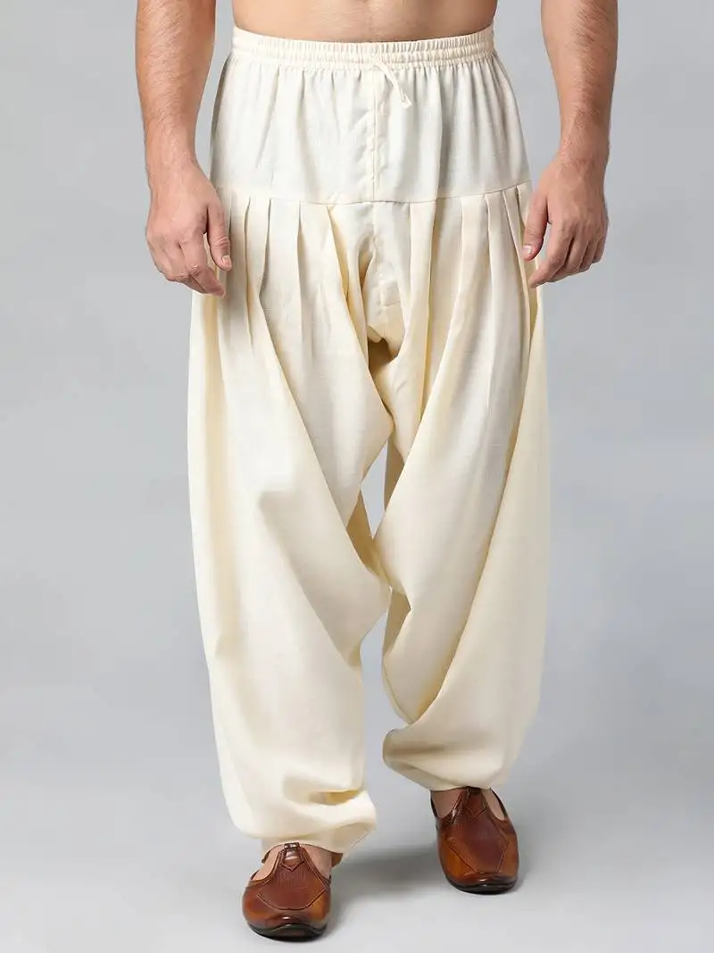 Cream twill weave salwar