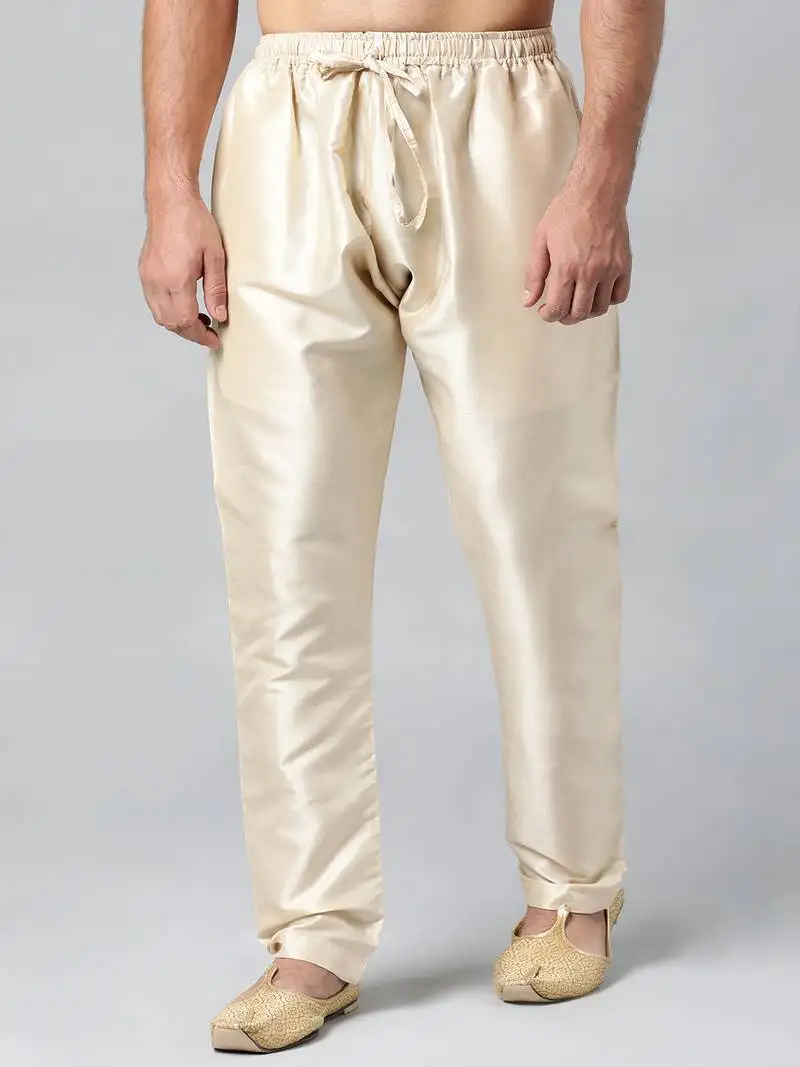 Beige art silk pajama