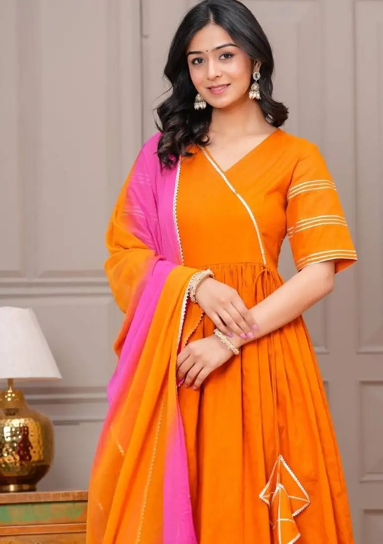 Ganatra kesari cotton anarkali suit set