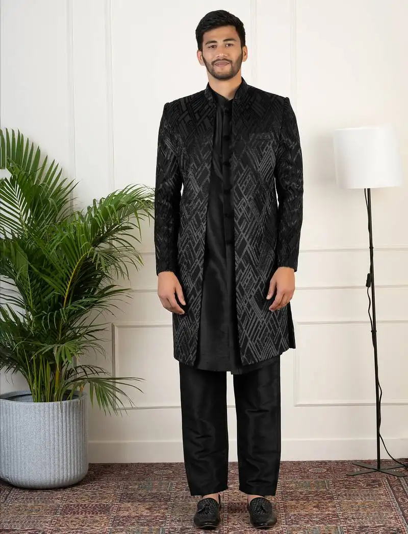 Black velvet indowestern set