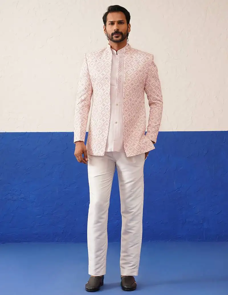 Light peach embroidery indo set