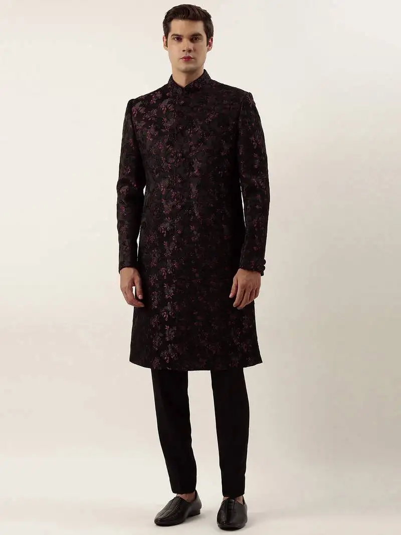 Wine cord dori embroidered indowestern