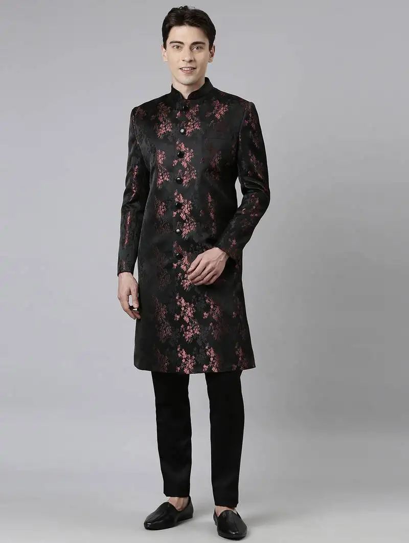 Black wine jacquard indo set