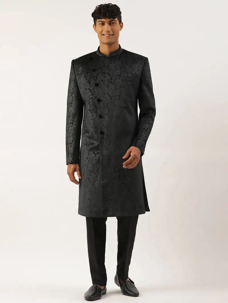 Black paisley velvet indo set