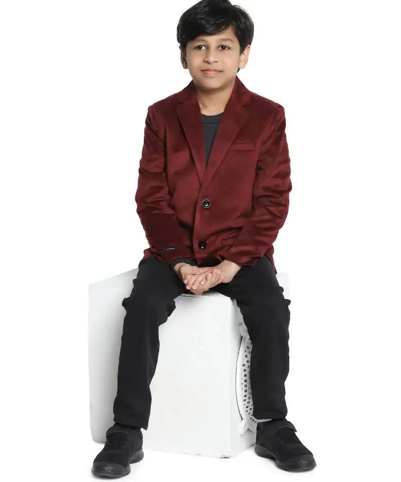 Kids maroon velvet blazer