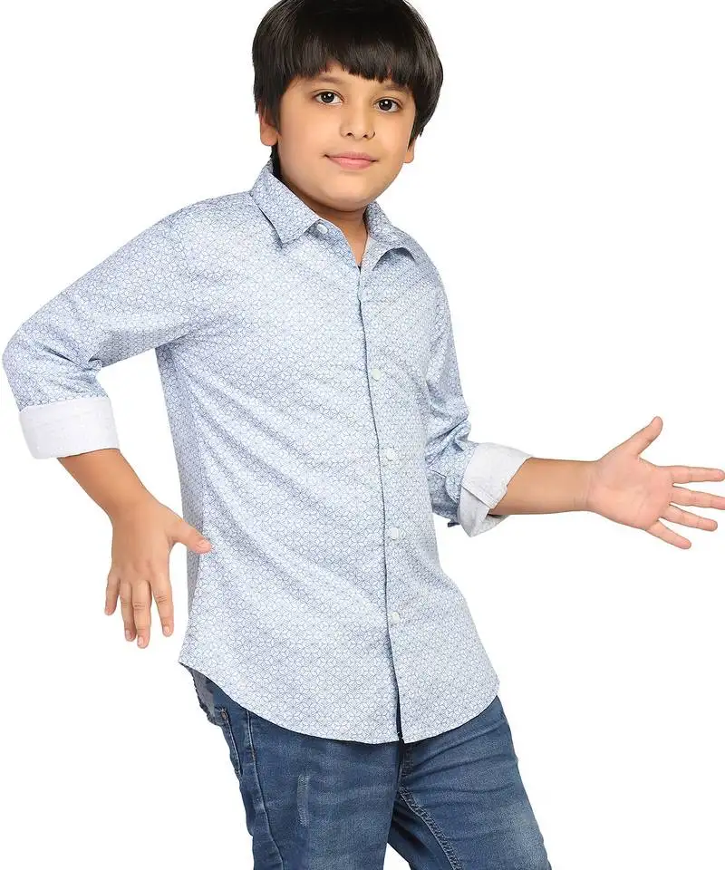 Boys light blue printed shirt