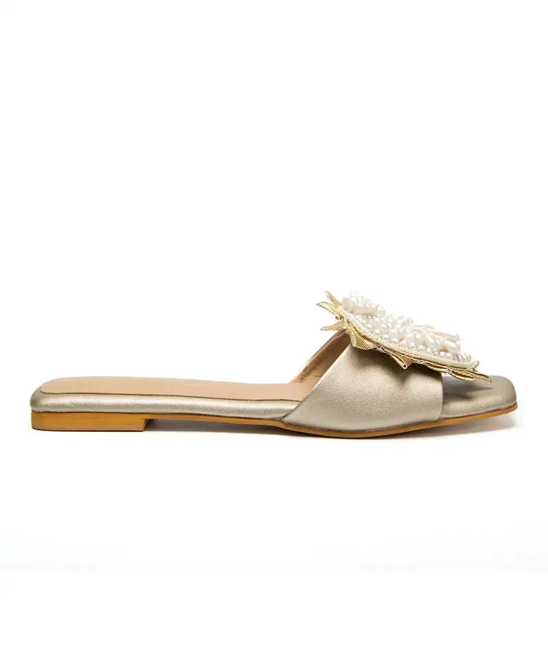 Gold leather finish flats