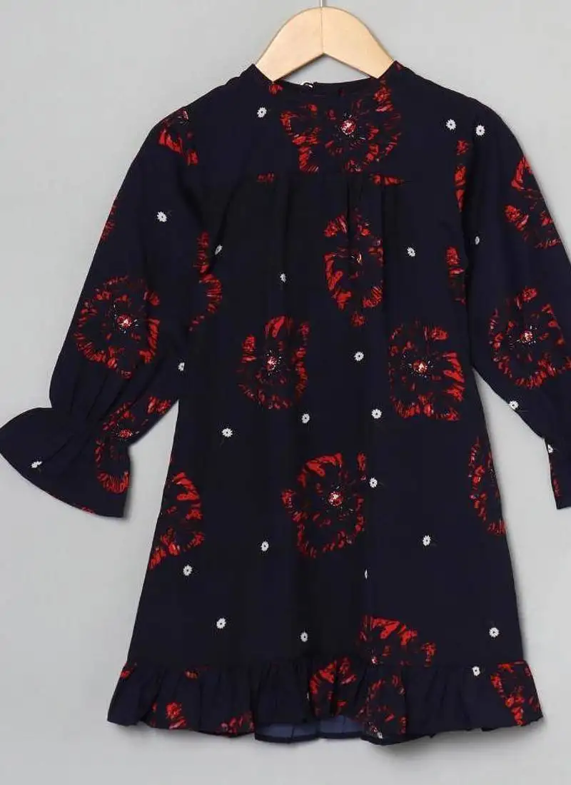 Designer multicolor tunic for girls in crepe fabric