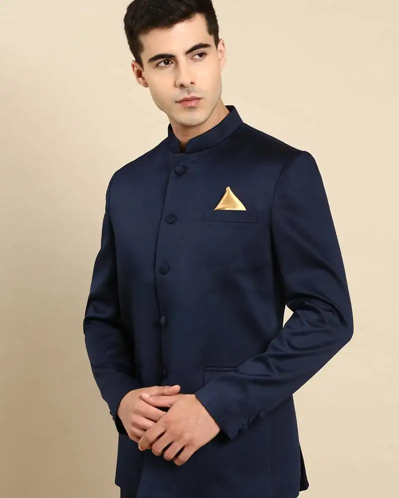 Navy blue bandhgala suit