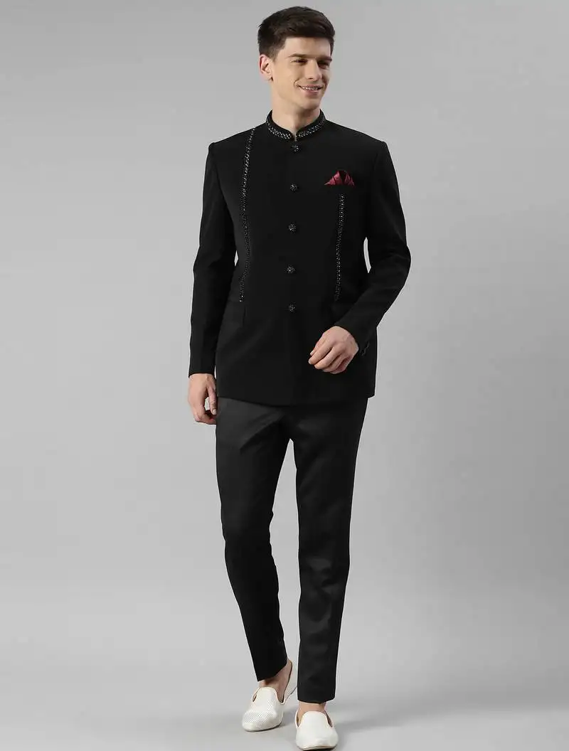 Black embroidery bandhgala