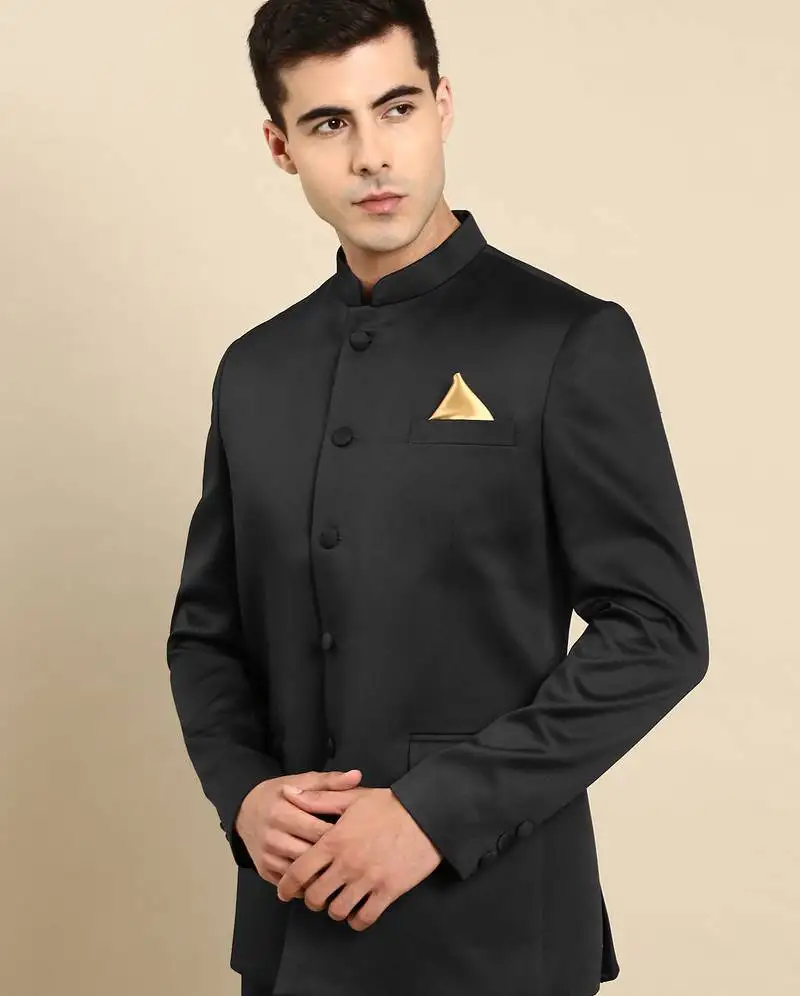 Black bandhgala suit