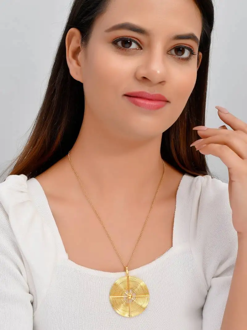 Unisex gold-toned spiral brass gold-plated handcrafted necklace