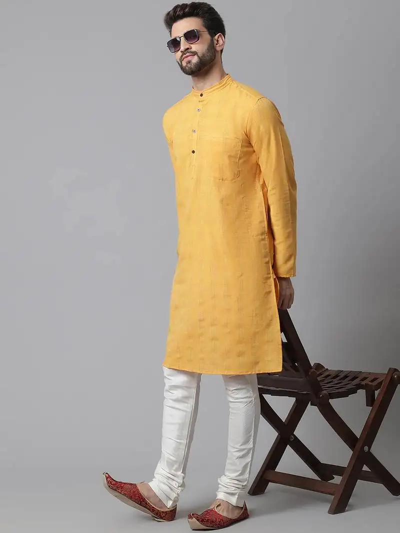 Cotton kurta with band collar