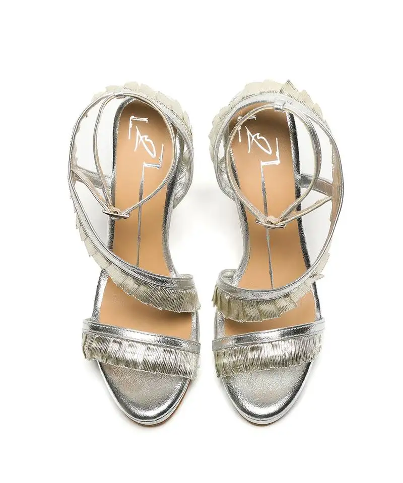 Silver suede finish high heels