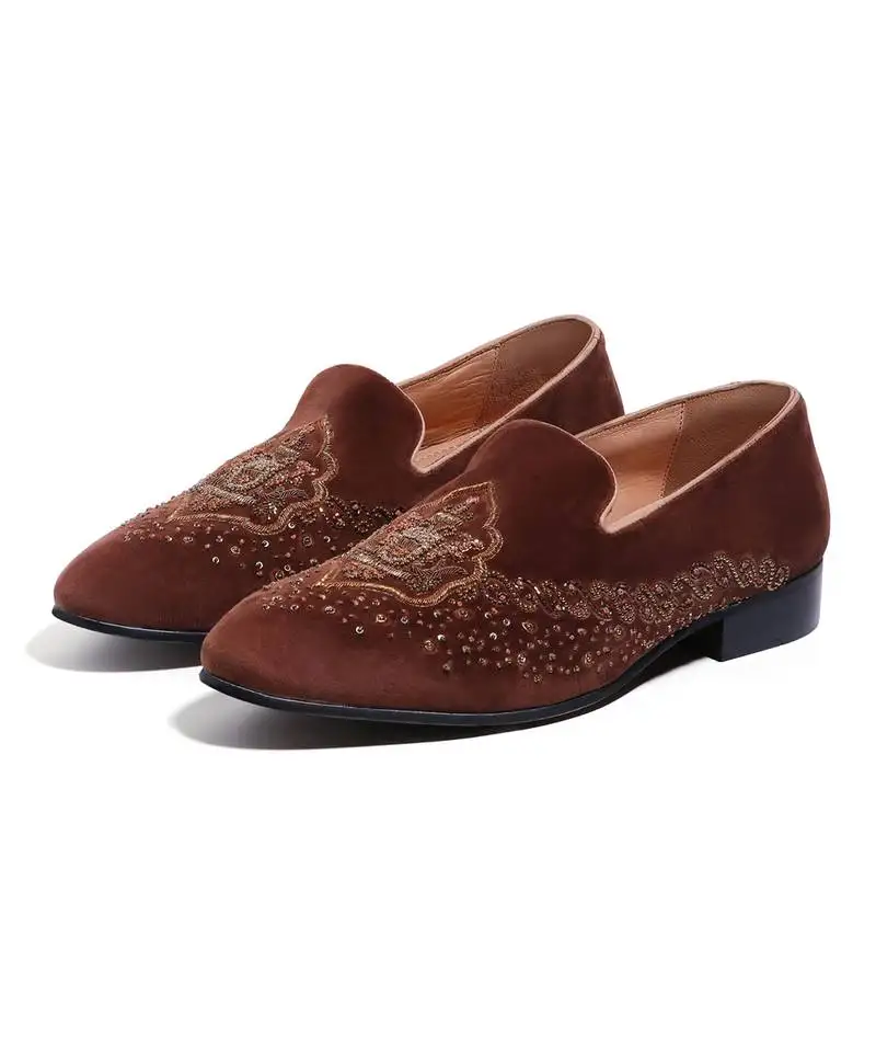 Brown woven velvet shoes