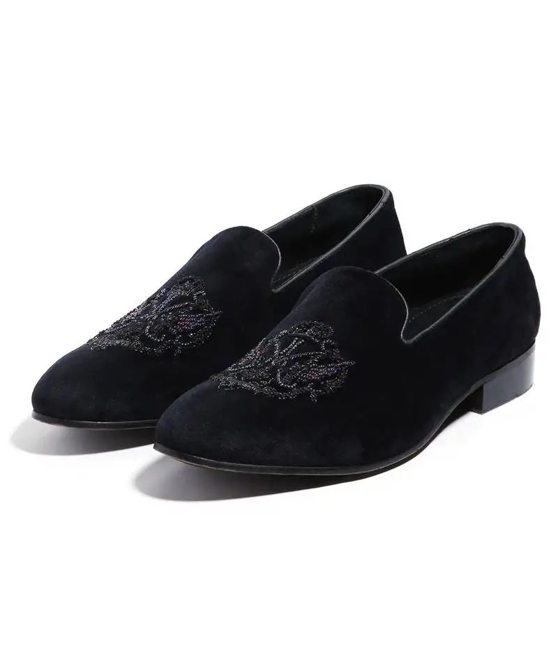 Black woven velvet shoes