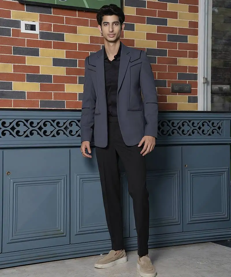 Grey plain lycra jacket & pant set