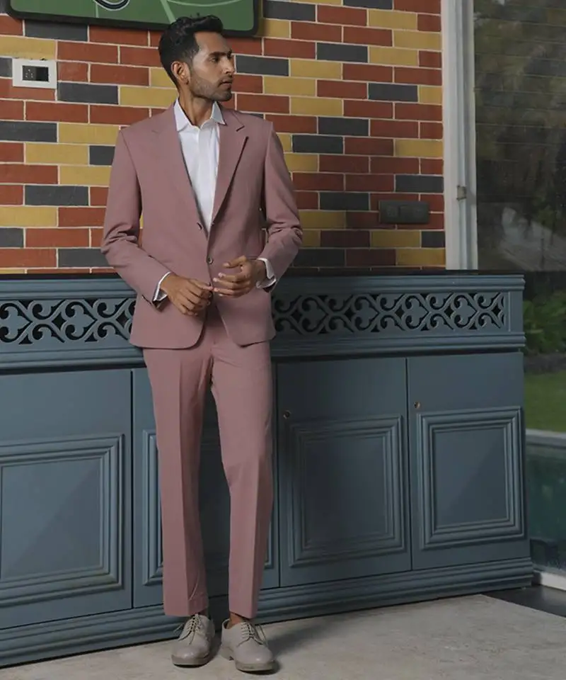 Pink plain lycra jacket & pant set