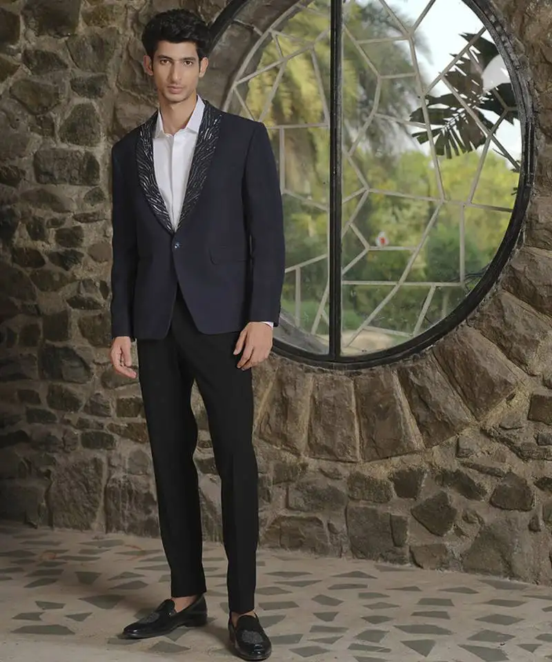 Blue plain lycra jacket & pant set