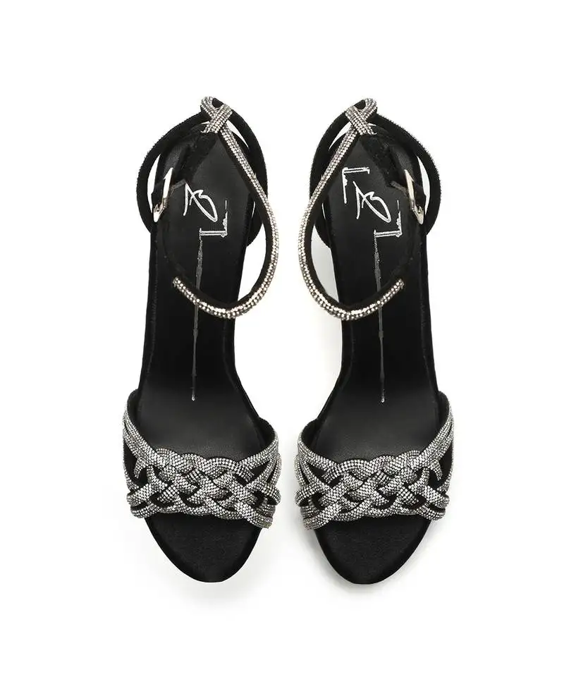 Black leather finish heels