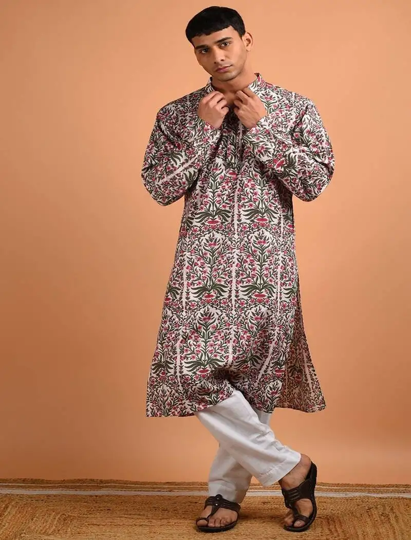 Multicolor floral printed cotton kurta