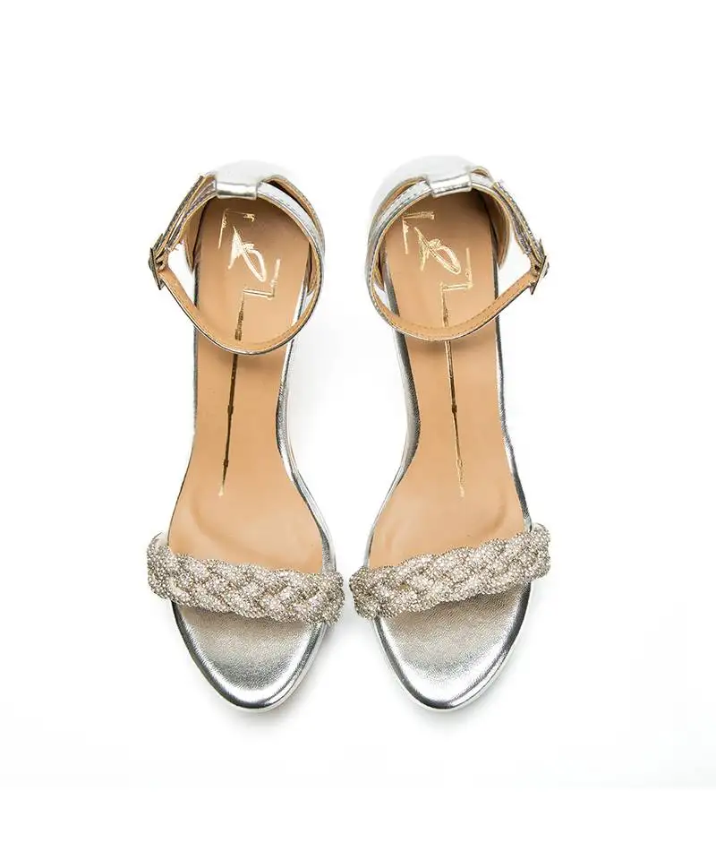 Silver heels with leather finish