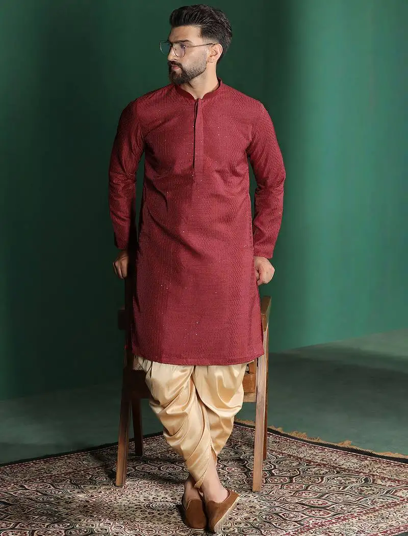 Red embroidered kurta patiala set traditional indian outfit for weddings