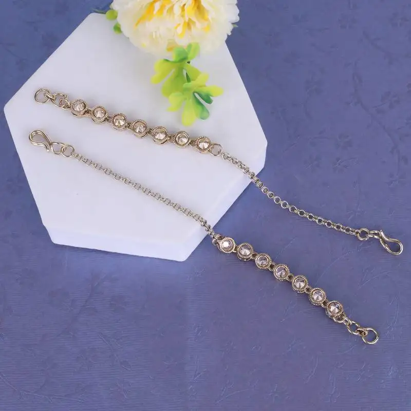 Traditional round shape long chain gold plated set of 2 ear-chain(kaanchain) for women