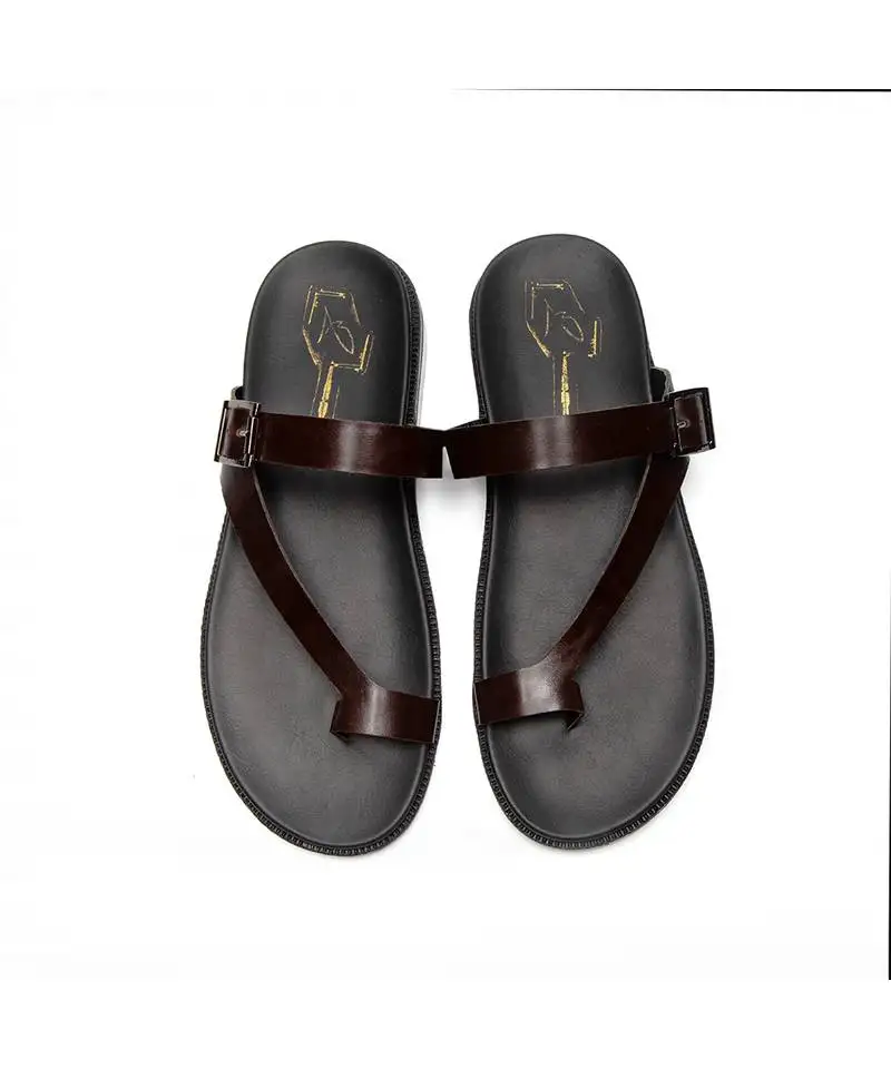 Brown faux leather finish flats