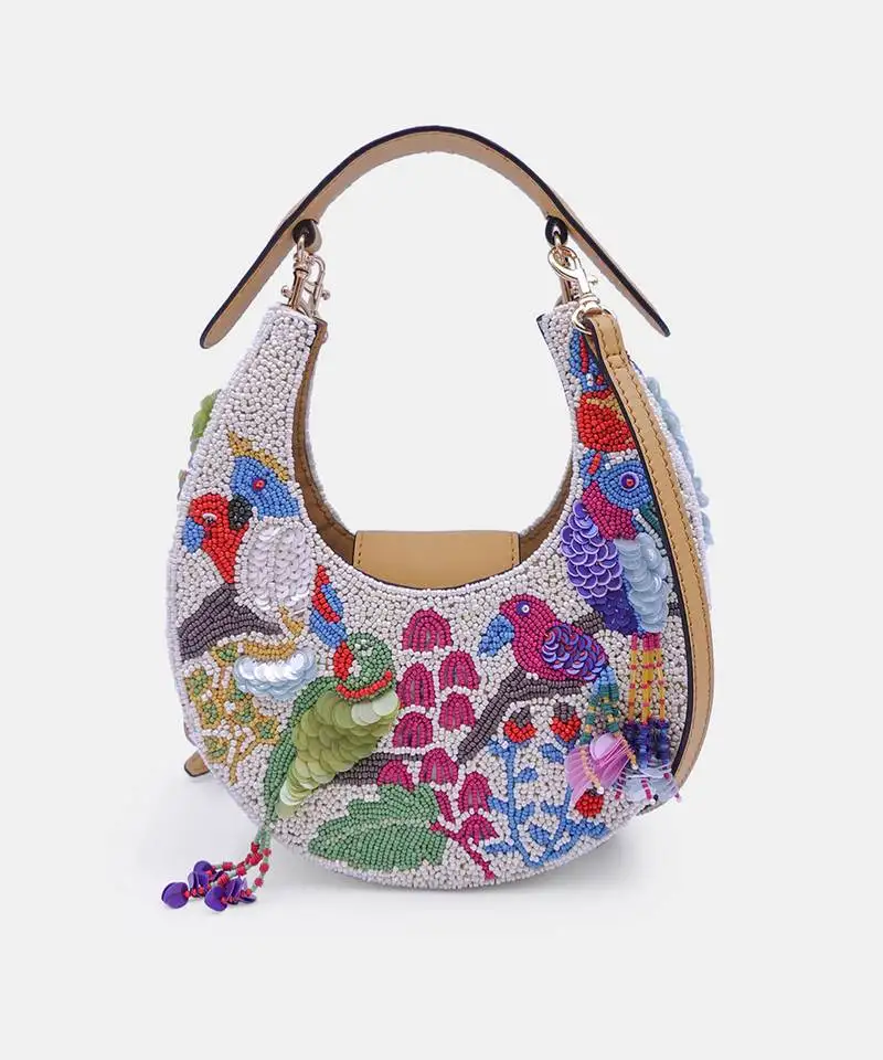 White embellished clutch bag with sling