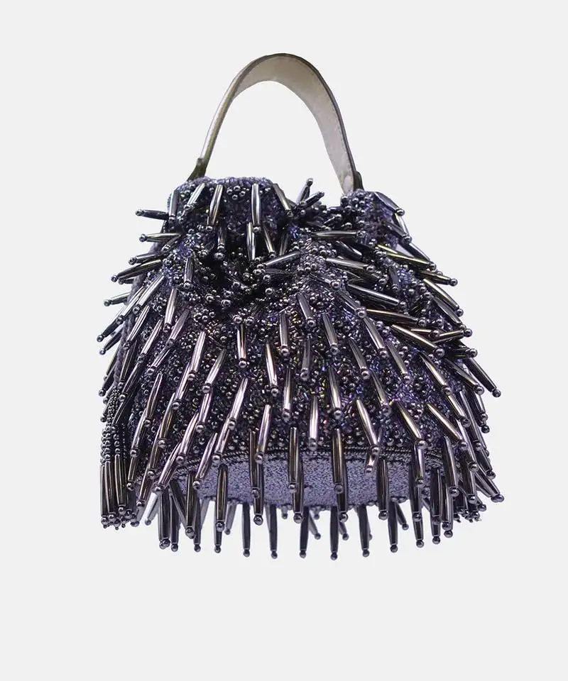 Porcupine hand embellished purple potli bag