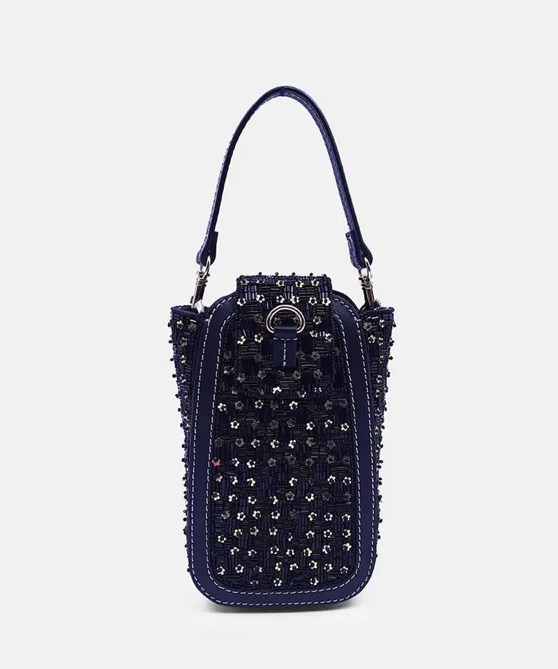 Black embellished beaded clutch bag