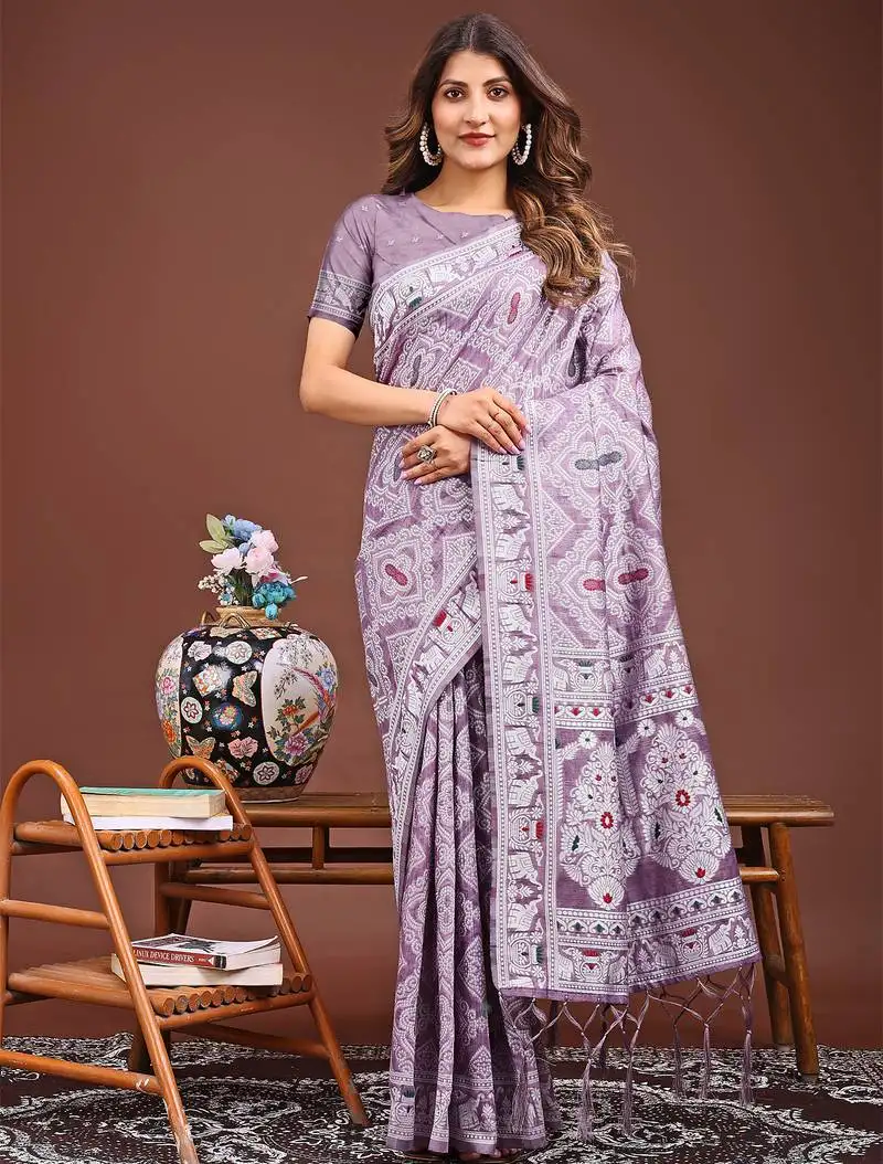Purple printed saree