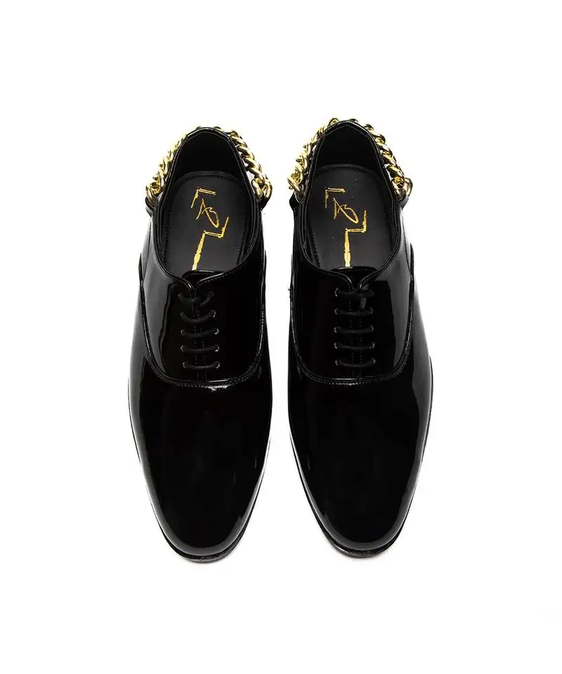 Black patent leather finish formal